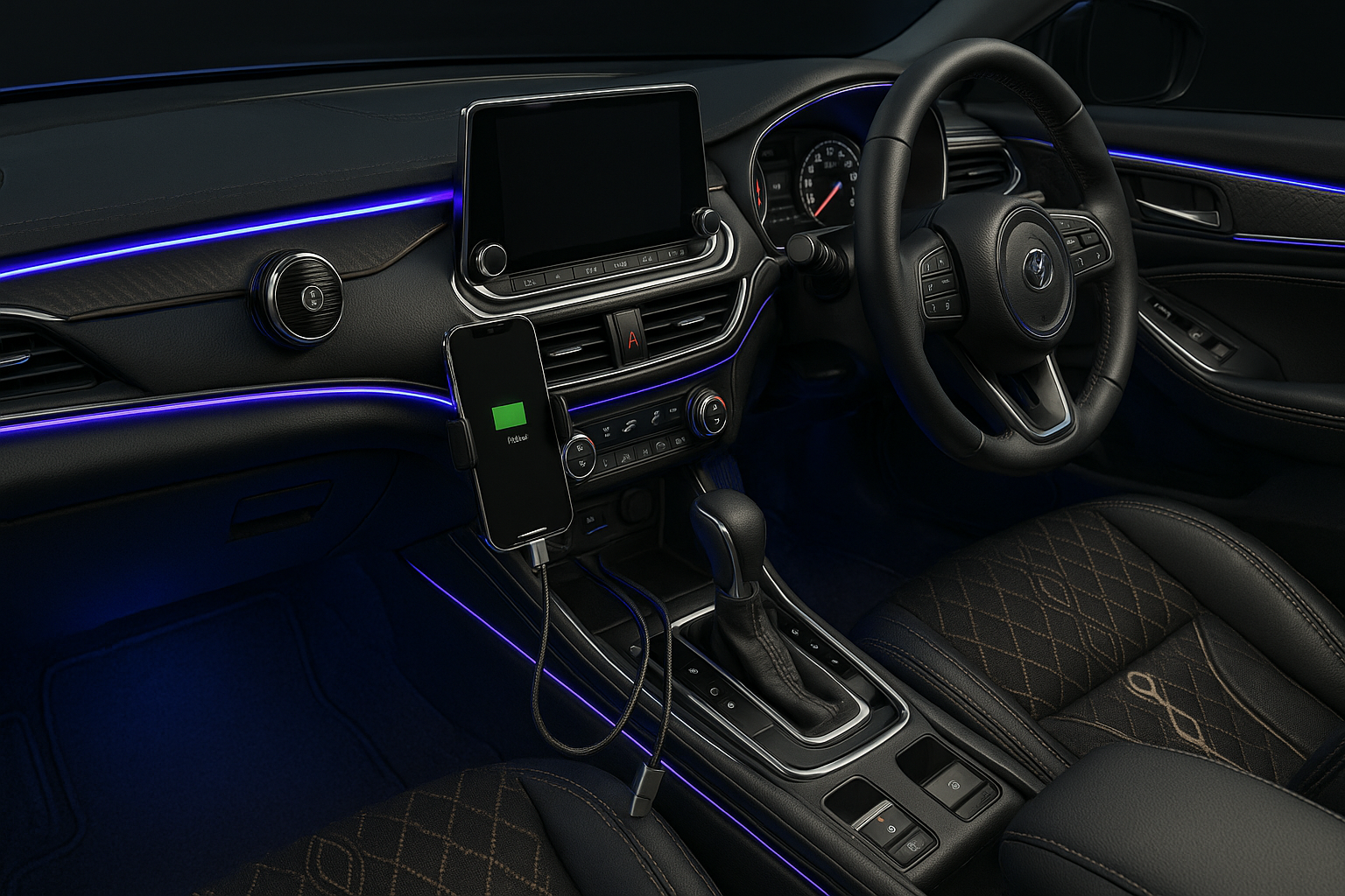 Une voiture avec des accessoires tel que des led parfum et tout 